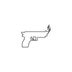 Pistol gun icon design vector graphic of template, sign and symbol, line style 