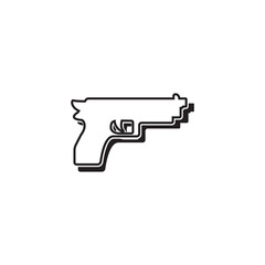 Pistol gun icon design vector graphic of template, sign and symbol, line style 