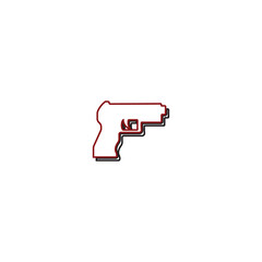 Pistol gun icon design vector graphic of template, sign and symbol, line style 