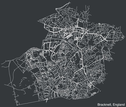 Detailed hand-drawn navigational urban street roads map of the United Kingdom city township of BRACKNELL, ENGLAND with vivid road lines and name tag on solid background