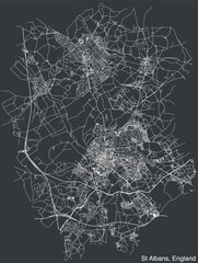 Detailed hand-drawn navigational urban street roads map of the United Kingdom city township of ST ALBANS, ENGLAND with vivid road lines and name tag on solid background