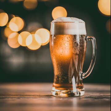 Beer Glass Celebration Bokeh Light Beer Drink Celebrate and relax concept with copy space