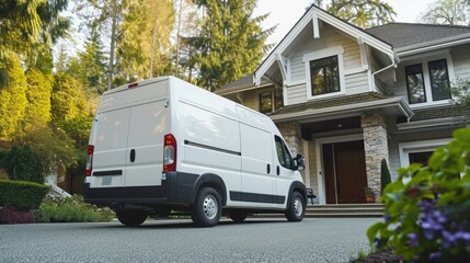 a professional moving van stationed in front of a home, signifying a smooth and organized moving process.