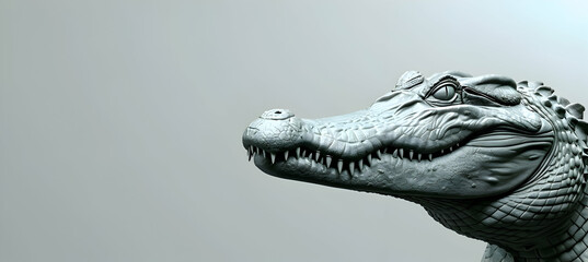 A crocodile, empty space for text or logo, blured reallistic background