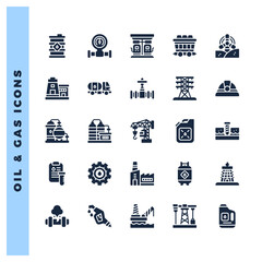 25 Oil and Gas Industry Glyph icons pack. vector illustration.