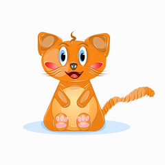 Vector illustration of a hand drawn cartoon ginger kitten