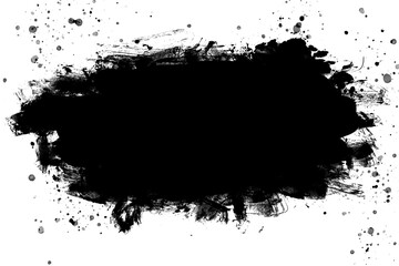 Black abstract watercolor paint brush texture. Background. Copy space.