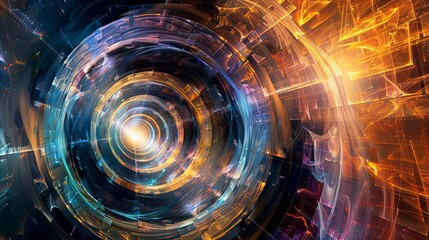 Abstract Spiral in Blue and Yellow