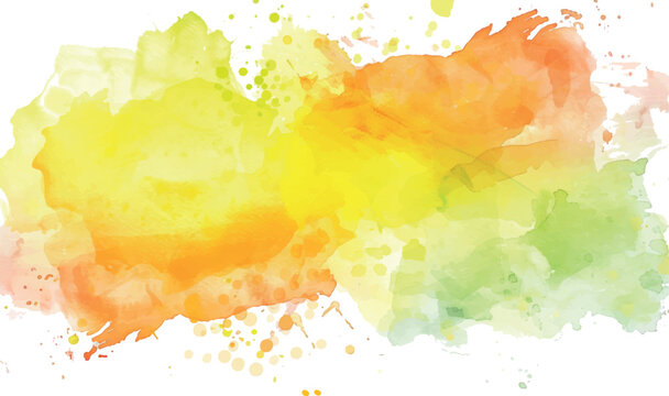 watercolor abstract isolated background Yellow, lime, and orange colors 