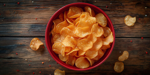 Kartoffelchips in einer roten Schüssel