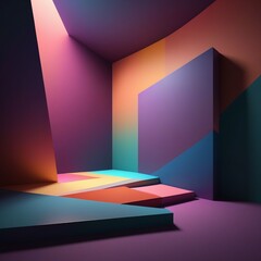 Colorful 3d objects, abstract and creative background, square composition