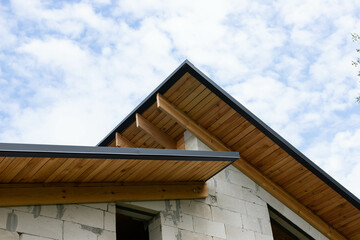 Working process, Suburban construction from silicate and gas silicate blocks and wood. The frame of...