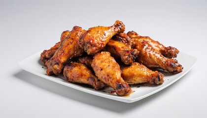 Grilled chicken wings on white background