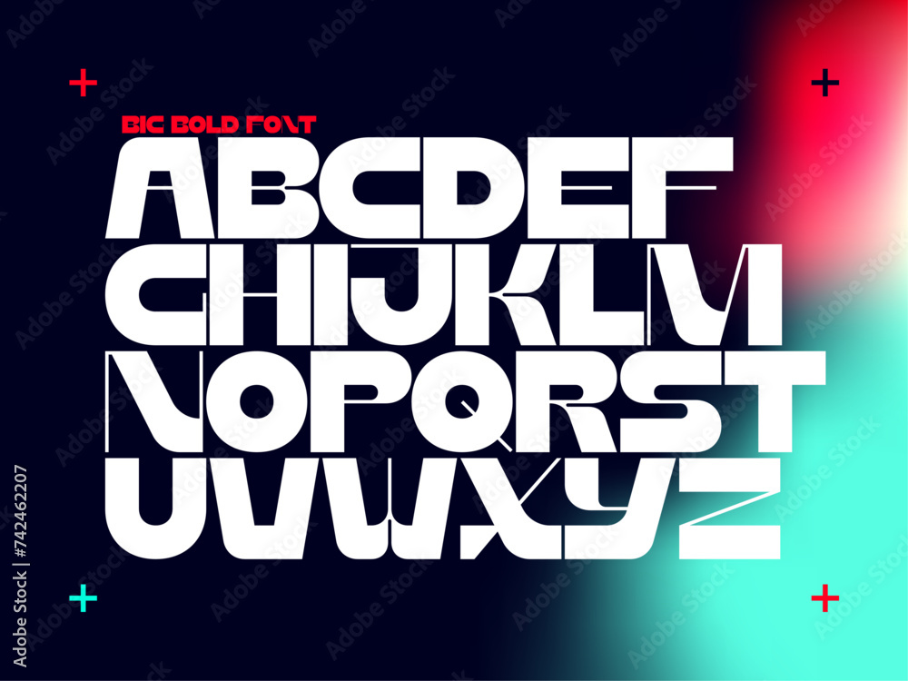 Wall mural creative vector font set with bold shape