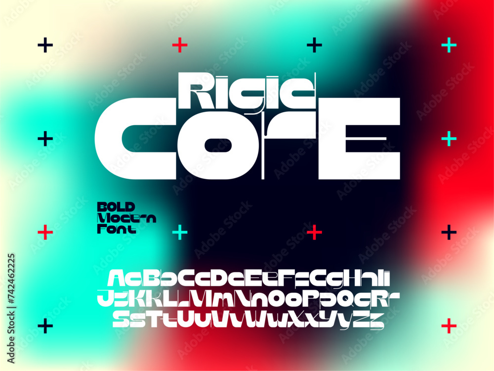 Poster vector rigid core typeface with abstract gradient background