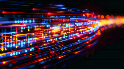 Speed of light in digital realms, a futuristic journey through technology and space, where abstract...