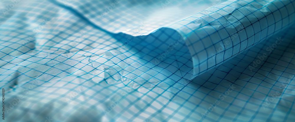 Poster a blue lined paper with lines on it, in the style of graph paper grids, lightbox, repeating pattern,