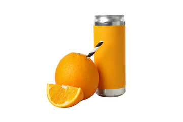 PNG,Metal can with citrus fruits, isolated on white background
