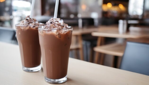 selective focus point iced chocolate in cafe