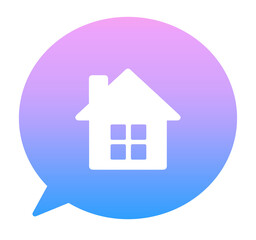 青紫色のグラデーション｜家マークと吹き出し