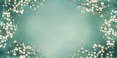 Blossoms Adorning Turquoise Vintage Background