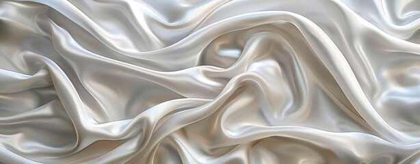 Obraz premium soft white silk, in the style of graphic illustration, wavy, photorealistic pastiche, graceful curves