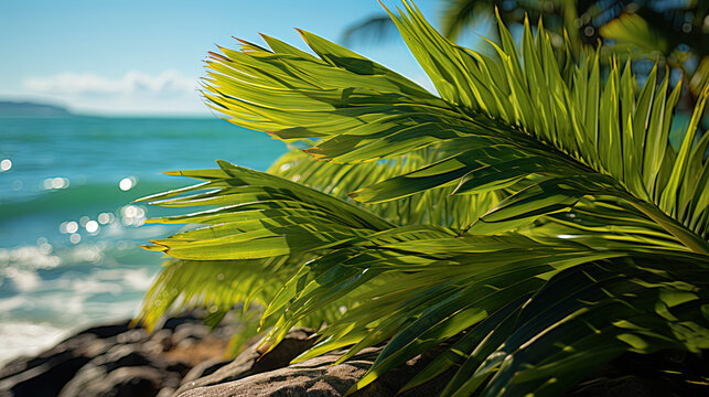 High palm trees, drowning in green foliage, create a feeling of tropical parad