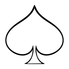 Spades suit. Playing cards, gambling, casino, poker, play for money, win, lose, winner, jackpot, gambler, deck, hand, blackjack, joker, gamble, addiction, card reading, cartomancy. Vector illustration