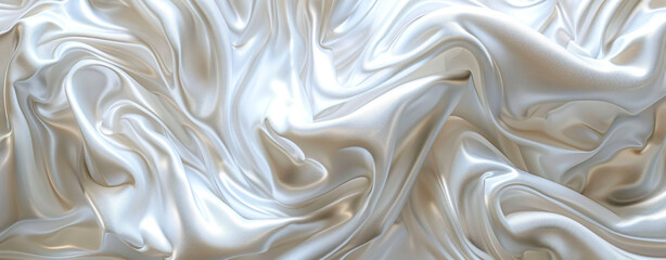 Fototapeta premium white light fabric background for flat backgrounds image, in the style of futuristic chromatic waves, hyper-realistic oil, sculpted, poured, luxurious fabrics, slumped/draped, photorealistic