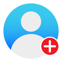 colorful avatar with plus icon. Add photo, content, personal account, user, identity verification, blog, blogger, social network, influencer, video, story, media, reel. Vector illustration