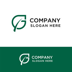concept letter g with leaf logo, green logo design vector illustration