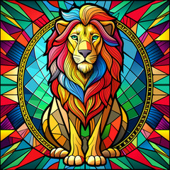 lion, Stained Glass Style, Full body
