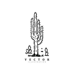 Simple minimal linear growth cactus logo design isolated on white background