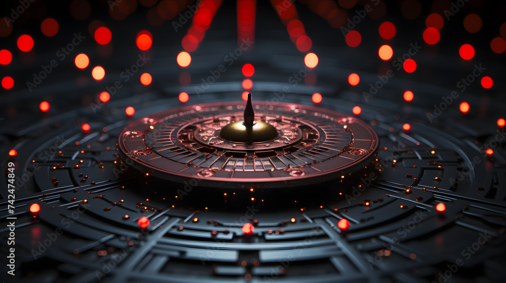 Poster ruby medallion polkadot on a deep black setting. depicting the interconnectivity of blockchain netwo