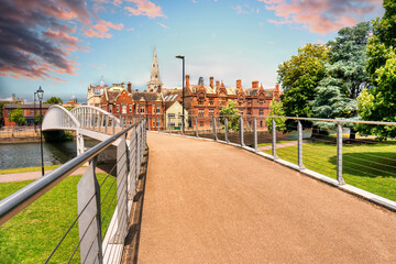 UK, England, Bedford, Riverside Bridge at Bedford, bridge across the river Great Ouse at Bedford UK