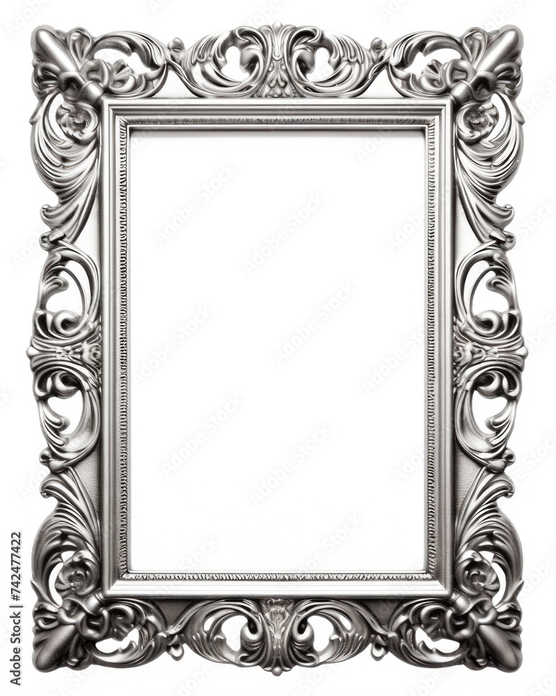Poster antique grey frame - isolated design on white background for picture display and empty spaces.