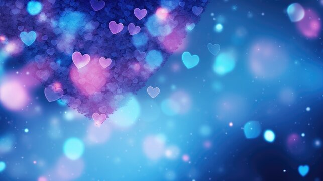 Blue Heart with Bokeh Effect on a Sparkling Abstract Background. Ideal for Holiday Photos