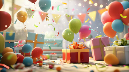 Design a vibrant and unique 3D animation showcasing a surprising transformation of a gift The animator should explore innovative visual techniques to accentuate the element of surprise