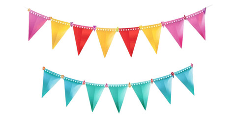 Obraz premium colorful party pennant triangles on a white background