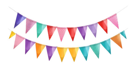 Obraz premium colorful party pennant triangles on a white background