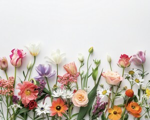 Obraz na płótnie Canvas Vibrant Bunch of Assorted Flowers on Pristine Soft Background