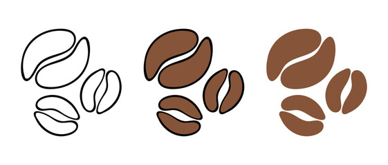 Coffee beans. Drink, beverage, invigorating, hot, degree of roasting, Arabica, Robusta, morning, breakfast, liquid, dessert, latte, Americano, espresso, cappuccino. Vector illustration