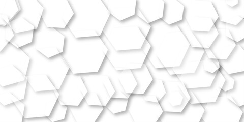 
Abstract background with hexagonal geometric hexagon polygonal Background with hexagons Pattern Seamless background. 3D Futuristic abstract honeycomb mosaic white background.