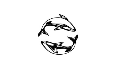 Orca Whale Sea Black and White logo