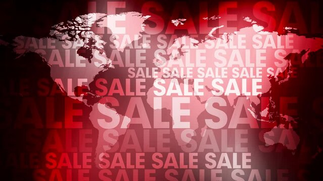 Sale promotion with bold red sale word on world map poster special offer discount price label and modern retail concept