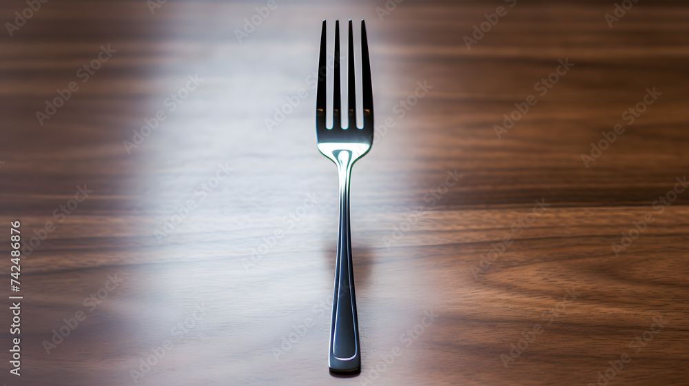 Poster small and simple fork on a table