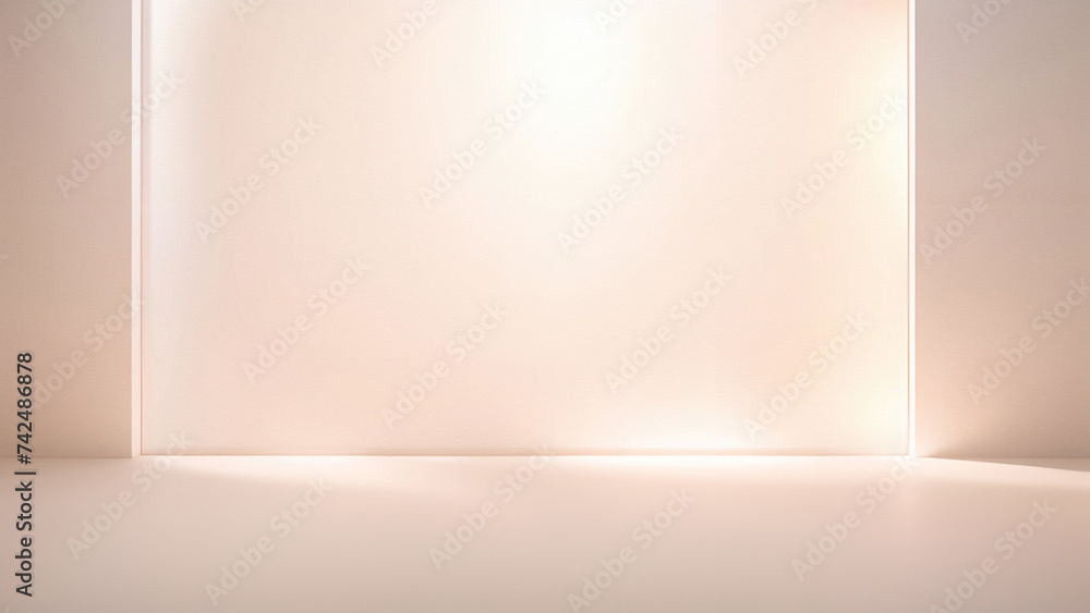 Fototapete minimalistic light beige background for presentation. a light pink wall in interior with beautiful b