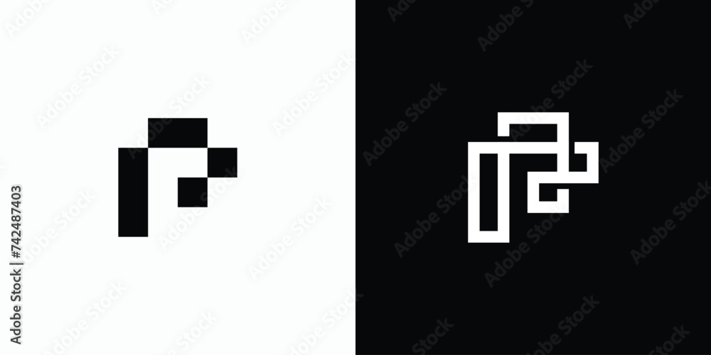 Poster vector logo design with variations of the initial letter p in an abstract geometric square shape.