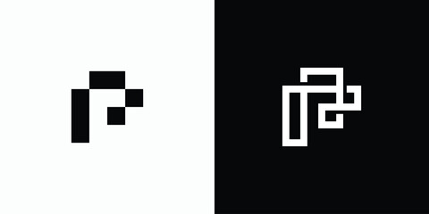 Obraz premium Vector logo design with variations of the initial letter P in an abstract geometric square shape.