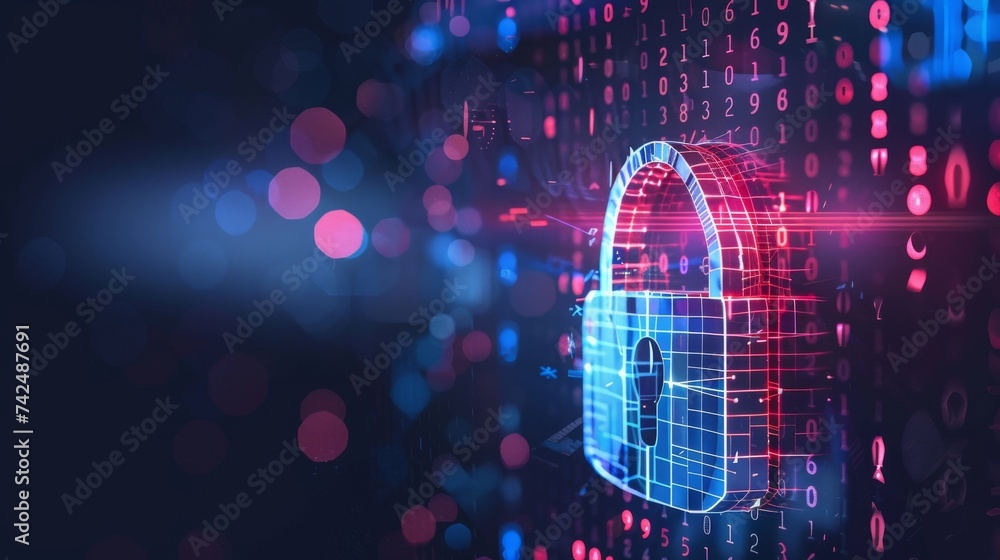 Aufkleber cyber security digital barrier abstract tech design online safety secure network visualization